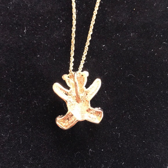 Gold Teddy Bead Necklace with Rhinestones. - Picture 5 of 6